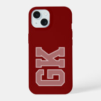 Modern Elegant Burgundy White Monogram Initials