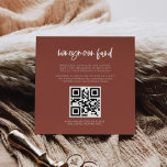 Modern elegant burnt brick Honeymoon fund QR code Enclosure Card<br><div class="desc">A modern and trendy style for your wedding stationery: a bold typography and an elegant burnt brick colour theme,  easy to mix and match. Fully customisable colours and backgrounds. Replace the image with your own custom QR code to give your guests access to your digital wishing well.</div>