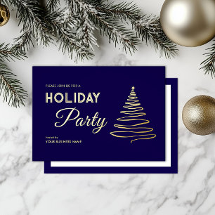 Modern Elegant Business Holiday Party Navy Gold