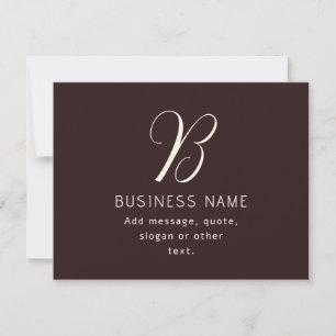 Modern Elegant Business Name Monogram Dark Brown Card