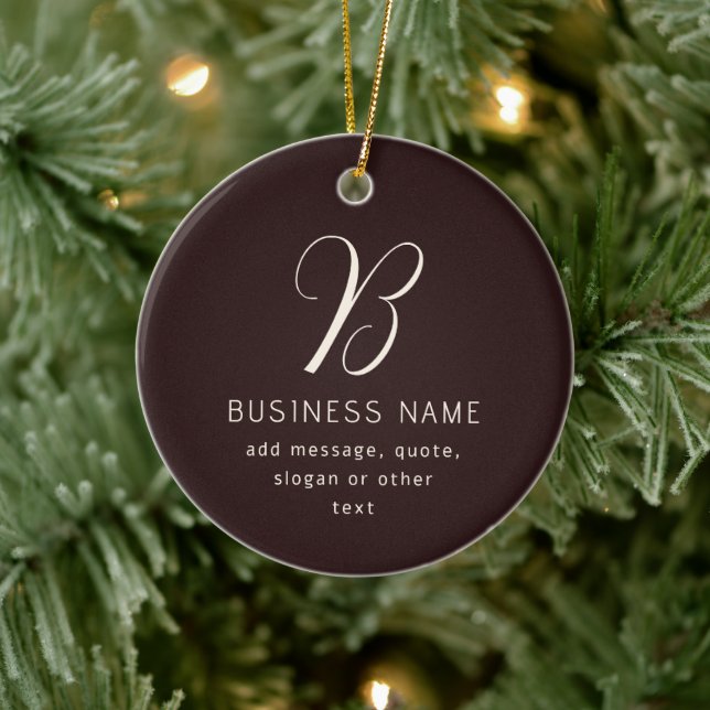 Modern Elegant Business Name Monogram | Dark Brown Ceramic Tree Decoration (Tree)