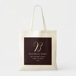 Modern Elegant Business Name Monogram Dark Brown Tote Bag