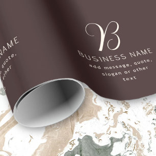 Modern Elegant Business Name Monogram   Dark Brown Wrapping Paper