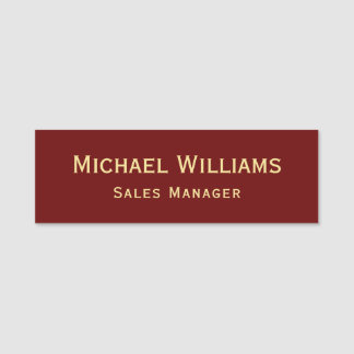 Modern Elegant Business Office Employee ID Gold Name Tag