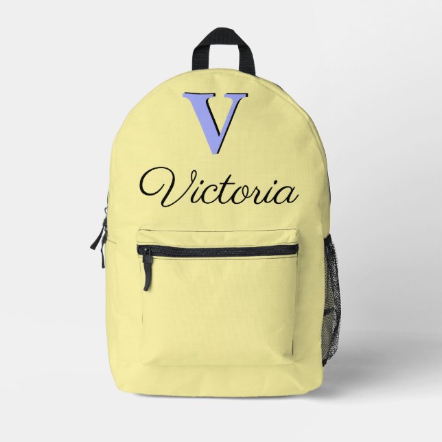Modern Elegant Calamansi Monogram Printed Backpack (Front)