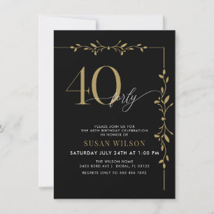 Modern Elegant Calligraphy 40th Birthday Invitation