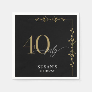 Modern Elegant Calligraphy 40th Birthday Napkin
