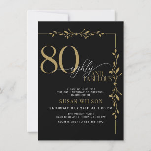 Modern Elegant Calligraphy 80th Birthday Invitatio Invitation
