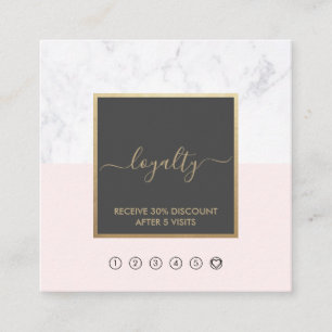 Modern Elegant Calligraphy Blush & Grey Loyalty Square Business Card