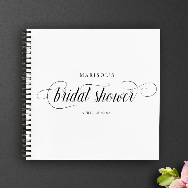 Modern Elegant Calligraphy Bridal Shower Guest Notebook (Creator Uploaded)