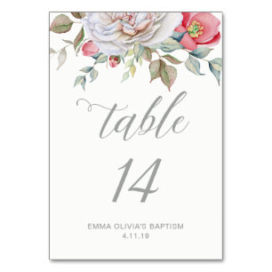 Modern Elegant Calligraphy Delicate Floral Table Number