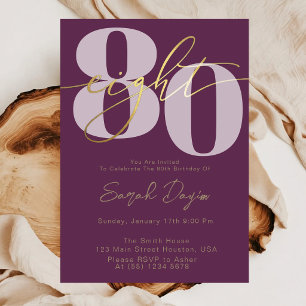 Modern Elegant Calligraphy EIGHTY 80th Birthday Invitation