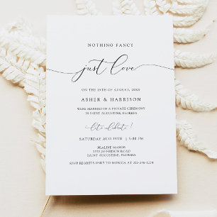 Modern Elegant Calligraphy Elopement Reception Invitation