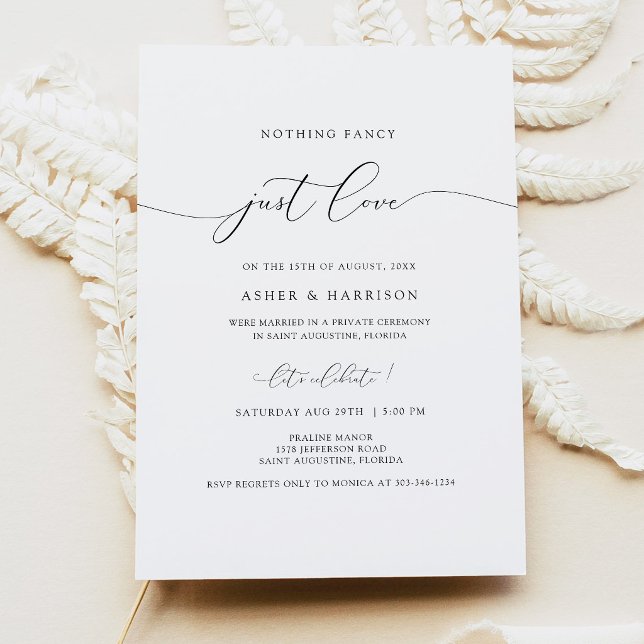 Modern Elegant Calligraphy Elopement Reception  Invitation (Creator Uploaded)