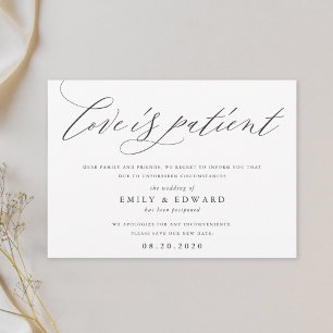 Modern Elegant Calligraphy Love is Patient Wedding Invitation