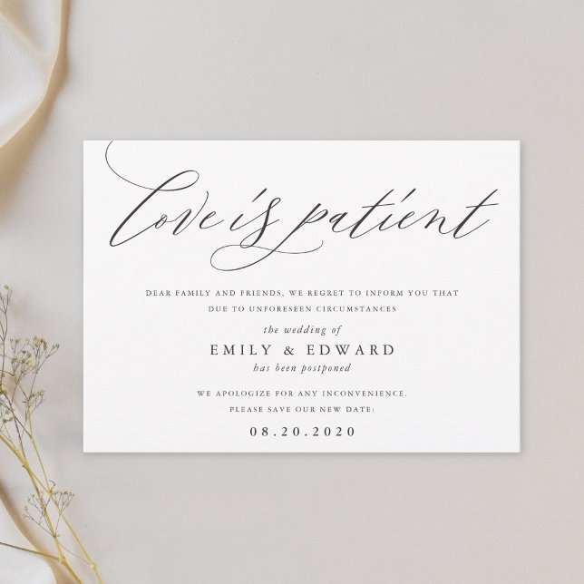 Modern Elegant Calligraphy Love is Patient Wedding Invitation (Creator Uploaded)