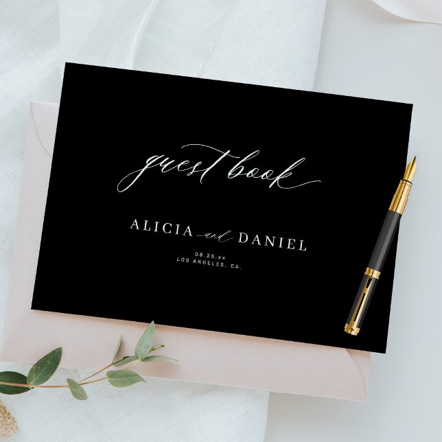 Modern elegant calligraphy minimalist wedding guest book (Creator Uploaded)
