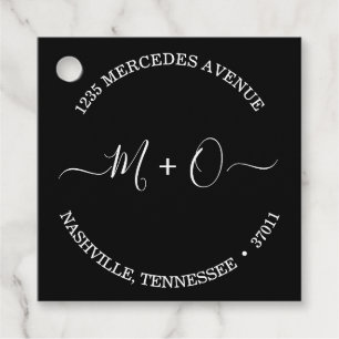 Modern Elegant Calligraphy Monogram Wedding Favour Tags