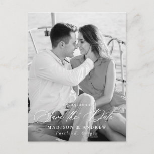 Modern Elegant Calligraphy Photo Save the Date Announcement Postcard