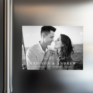 Modern Elegant Calligraphy Photo Save the Date Magnetic Invitation