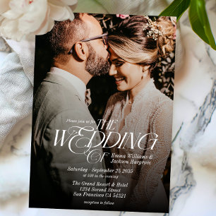 Modern Elegant Calligraphy Photo Wedding    Invitation
