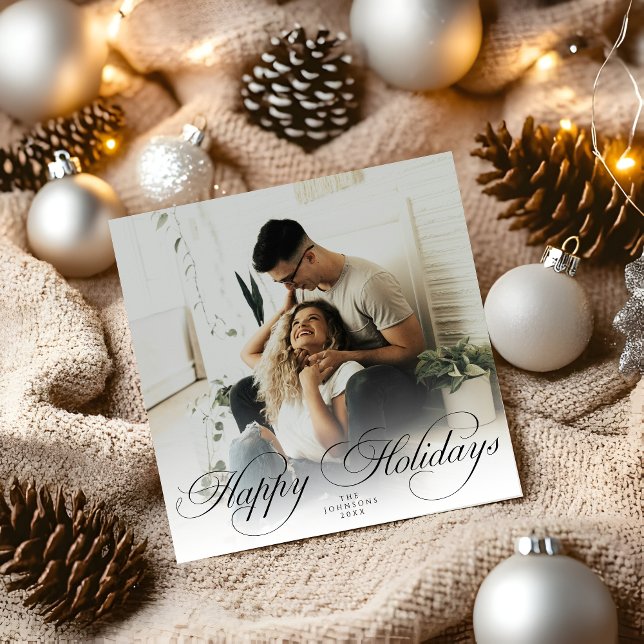  Modern Elegant Calligraphy Script Christmas Photo Holiday Card (Creator Uploaded)