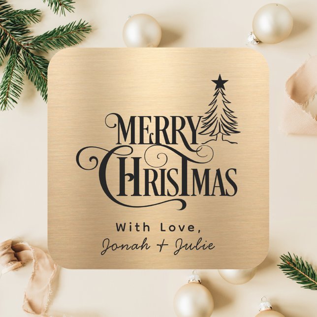 Modern Elegant Calligraphy Script Christmas  Square Sticker (Creator Uploaded)