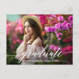 Modern Elegant Calligraphy Script Graduate Photo Postcard