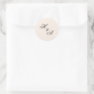 Modern Elegant Calligraphy Script Monogram Wedding Classic Round Sticker