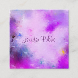 Modern Elegant Calligraphy Script Name Template Square Business Card