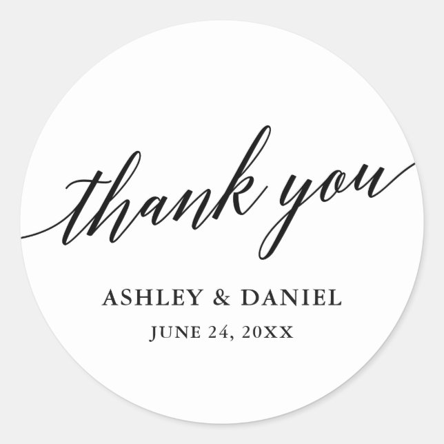 Modern Elegant Calligraphy Script Wedding Classic Round Sticker (Front)