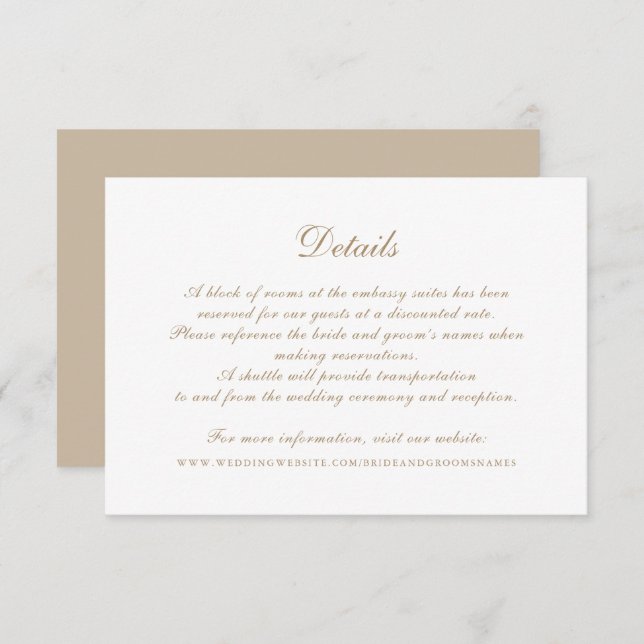 Modern Elegant Calligraphy Script Wedding Details Invitation (Front/Back)