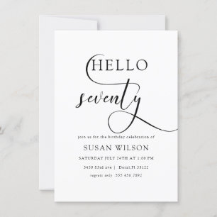 Modern Elegant Calligraphy  Seventieth Birthday Invitation