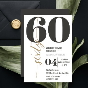 Modern Elegant Calligraphy SIXTY 60th Birthday  Invitation