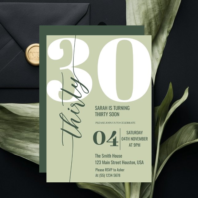 Modern Elegant Calligraphy Thirty 30th Birthday  Invitation (Creator Uploaded)