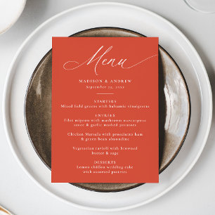 Modern Elegant Calligraphy Verona Sunset Wedding Menu