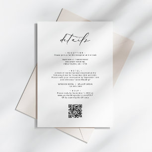 Modern Elegant Calligraphy Wedding Details Enclosure Card