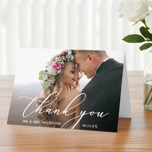 Modern Elegant Calligraphy Wedding Folded Thank You Card