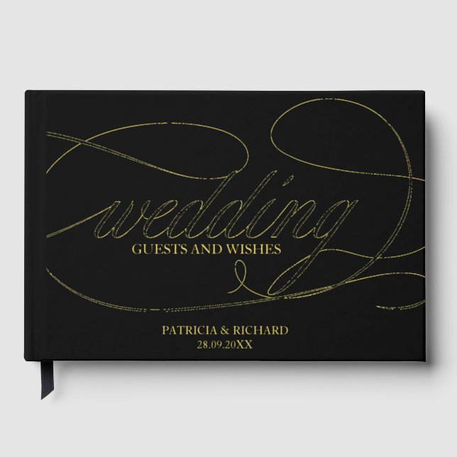 Modern Elegant Calligraphy Wedding Guest Book (Front)