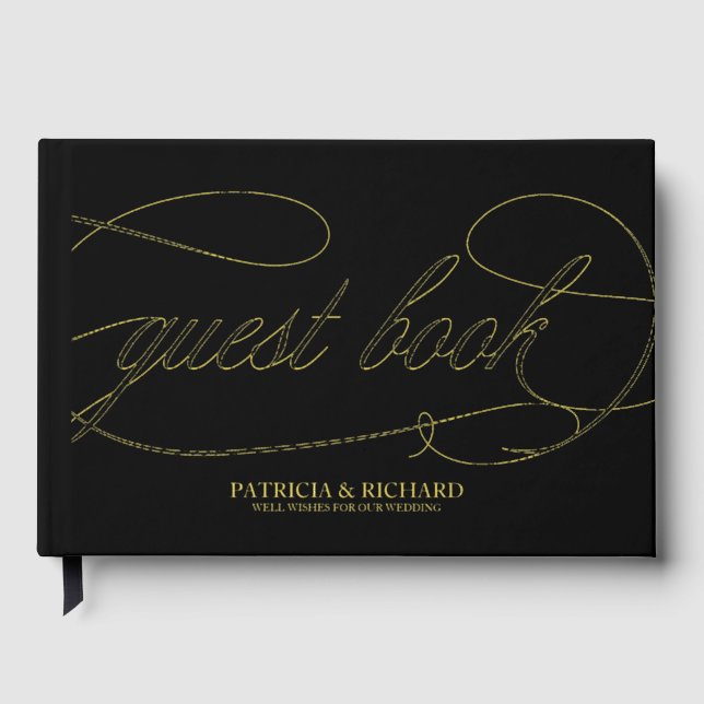 Modern Elegant Calligraphy Wedding Guest Book (Front)