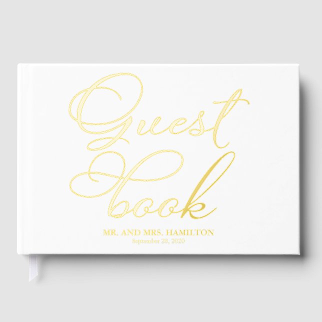 Modern Elegant Calligraphy Wedding Guest Book (Front)