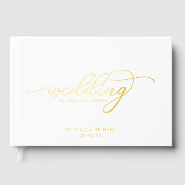 Modern Elegant Calligraphy Wedding Guest Book (Front)