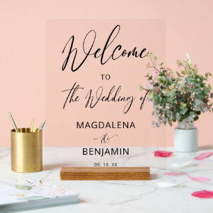 Modern Elegant Calligraphy Wedding Welcome Acrylic Sign