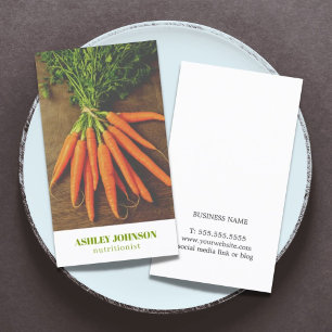 Modern Elegant Carrots Photo Nutritionist Business Card