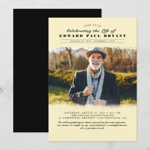 Modern Elegant Celebration of Life Funeral Photo I Invitation