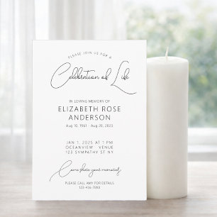 Modern Elegant Celebration of Life Invitation Postcard