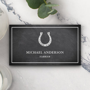 Modern Elegant Chalkboard Horseshoe Farrier Business Card