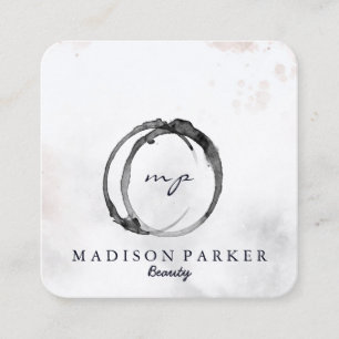 Modern Elegant Champagne Abstract Beauty Stylist Square Business Card