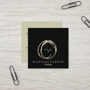 Modern Elegant Champagne Abstract Beauty Stylist Square Business Card
