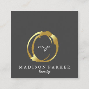 Modern Elegant Champagne Abstract Beauty Stylist Square Business Card